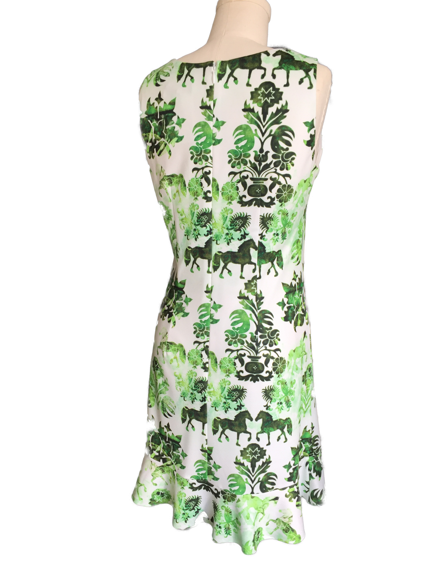 Green Equestrian Print Dress