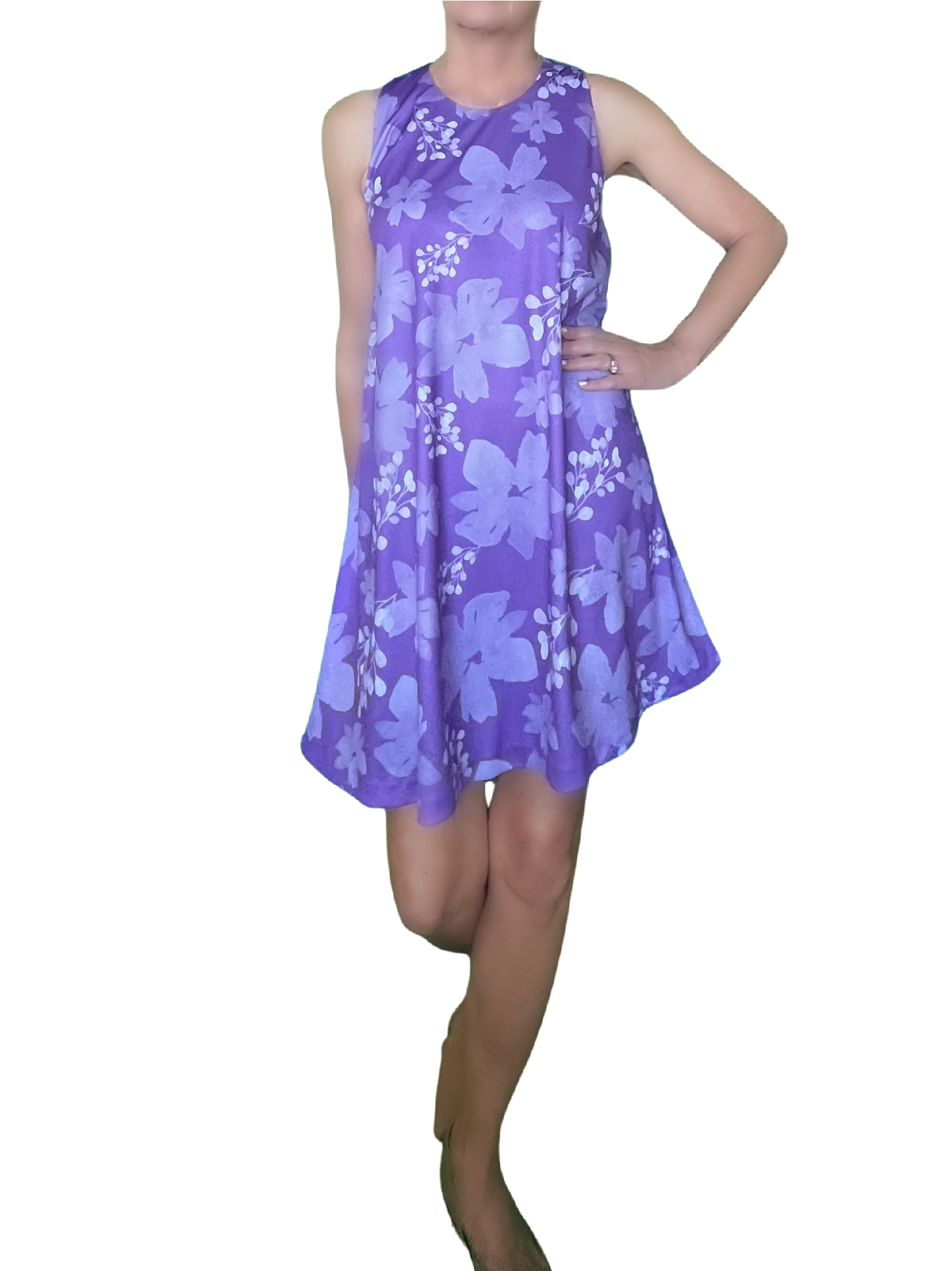 Swing Dress - Lavender Watercolor Flowers